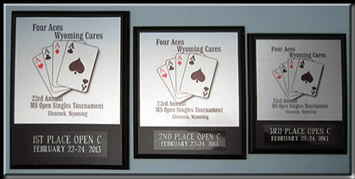1st, 2nd, and 3rd Place Four Aces - Die Sublimated Plaques.