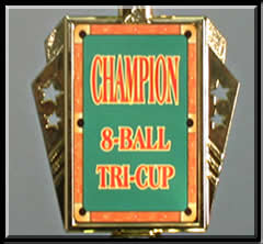 APA 8-Ball Tri-Cup Champion Trophy - Close up of Top.