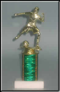 1009, $6.00 Soccer Trophy, green pedistal. 