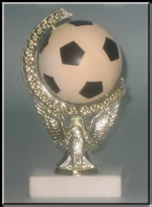 SPIN9013, $5.50 Soccer Trophy, Eagle supporting Soccer Ball.
